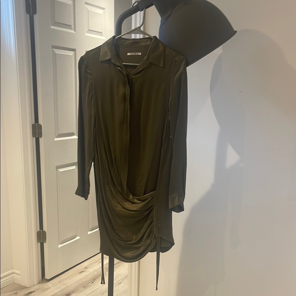 Serra Green Ruched Long Sleeve Bodycon Dress